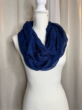 Blue Sheer Infinity Scarf Lightweight Crinkle Loop Scarf One Size